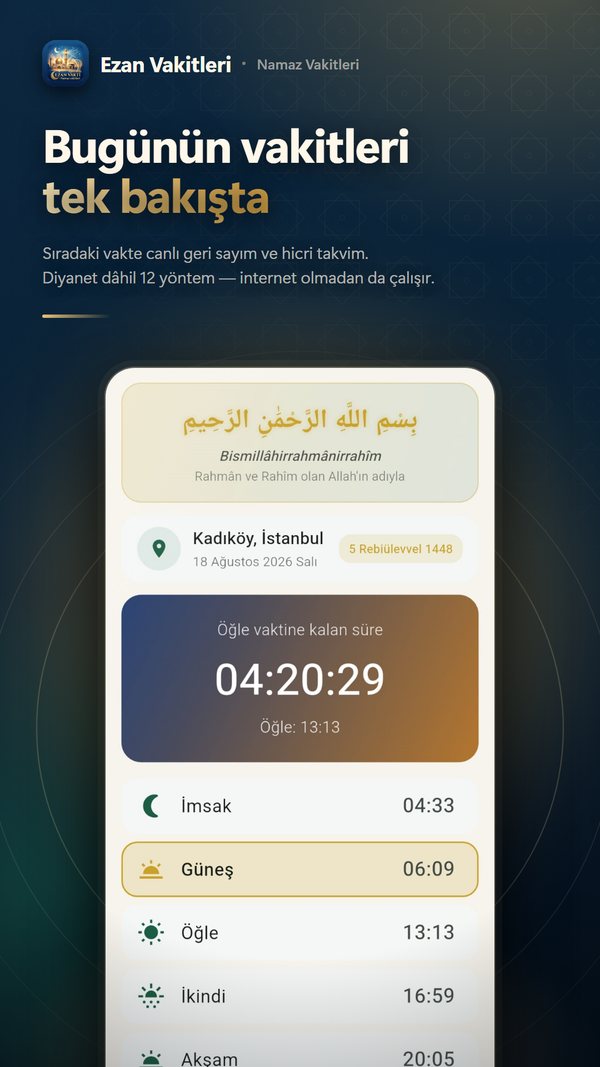 Ezan Vakitleri ekran görüntüsü 1